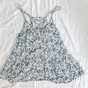 Floral tank with ties in the back